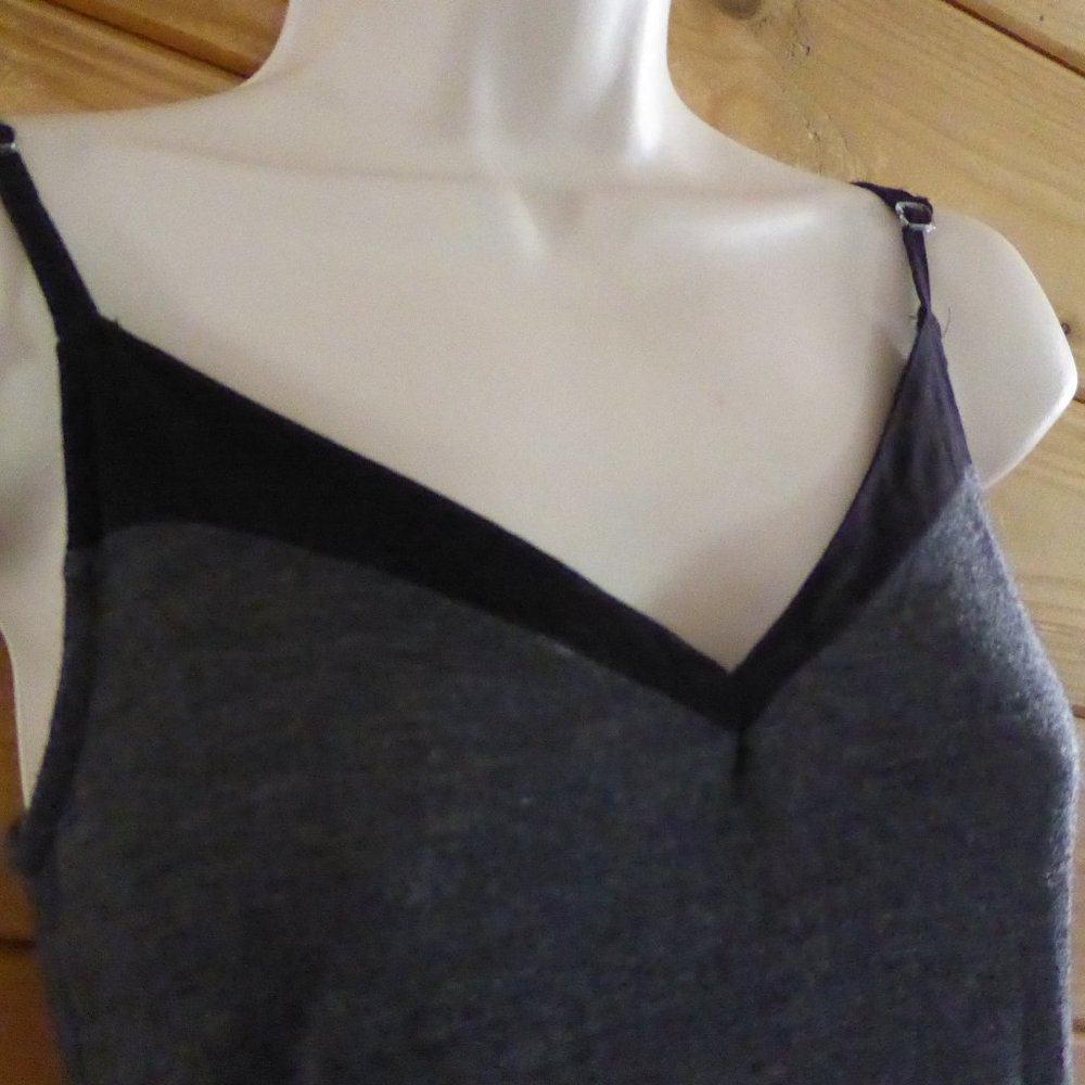 Splendid Gray Elastic Waist Jersey Sundress Lined Cami Knee Length Dress Stretch - Picture 4 of 8